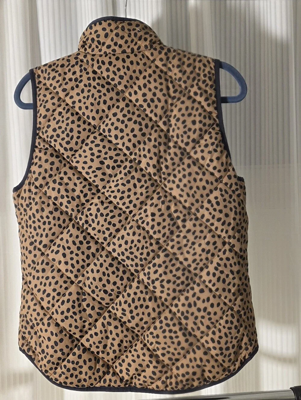 J.Crew Quilted Leopard Print Spotted Zip-Up Vest,Vest (Size S)